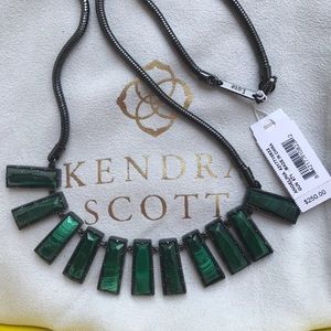 Kendra Scott luxe Angelina Gunmetal malachite